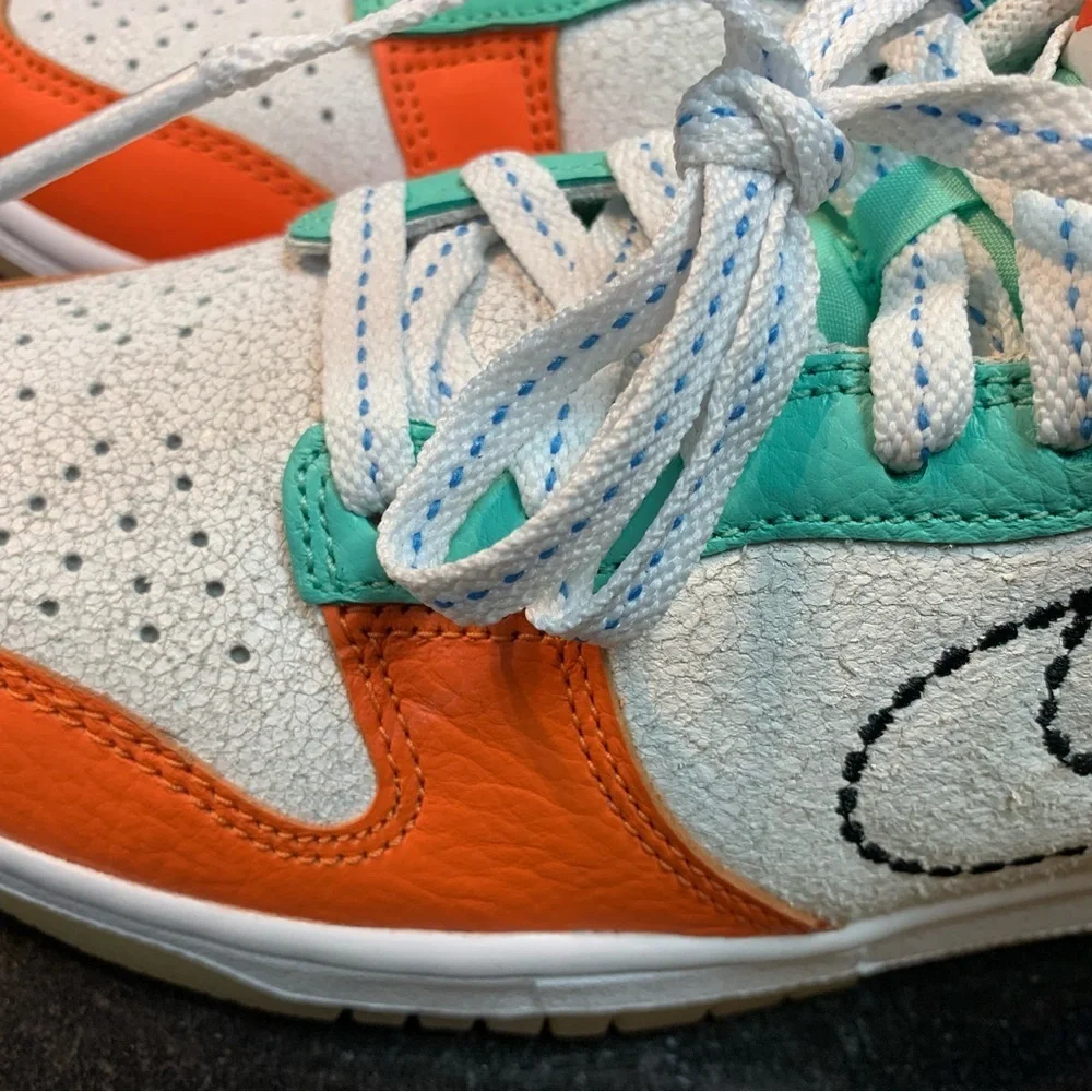 Nike DUNK Low 6.5GS/8WMNS, WHITE/ BLACK- SAFETY ORANGE. In hand, ships today!